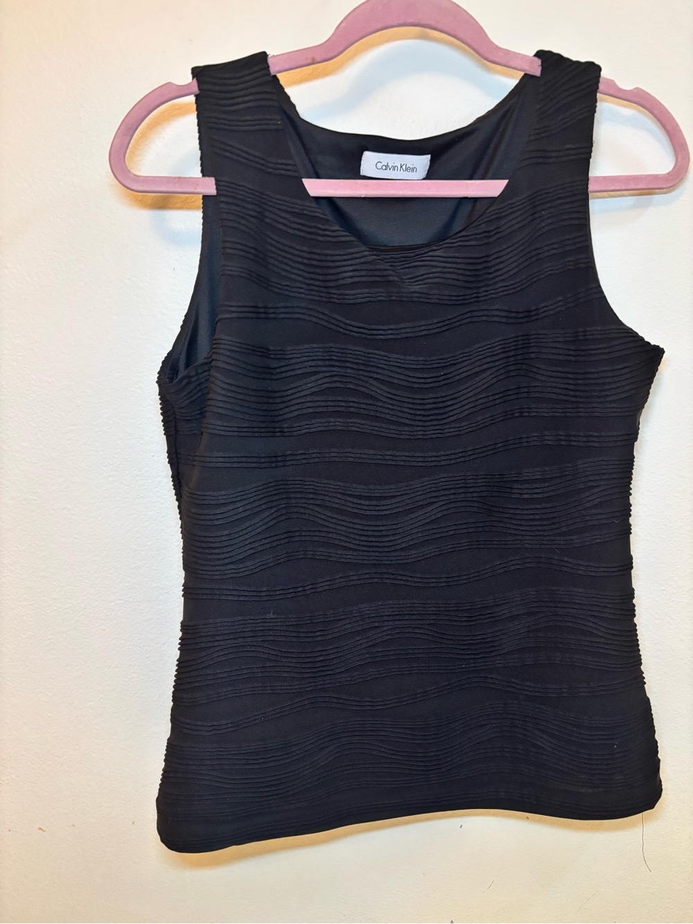 Calvin Klein Black Wavy Ribbed Tank - Picture 1 of 7